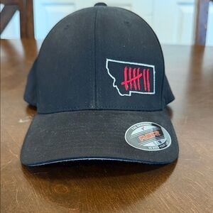 Black Cap with Red and White Embroidery